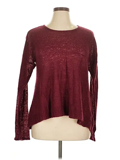 Pre-owned Jennifer Lopez Long Sleeve Top Burgundy Keyhole Neckline Tops
