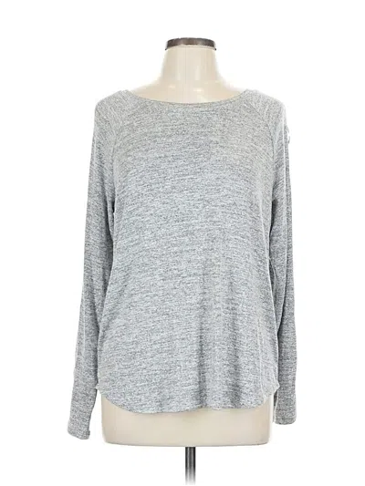 Pre-owned Jennifer Lopez Long Sleeve Top Gray Boatneck Tops