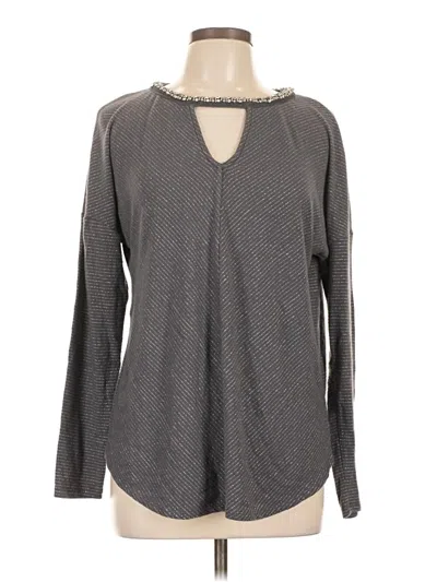 Pre-owned Jennifer Lopez Long Sleeve Top Gray Keyhole Neckline Tops
