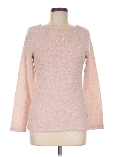 Pre-owned Jennifer Lopez Long Sleeve Top Pink Boatneck Tops
