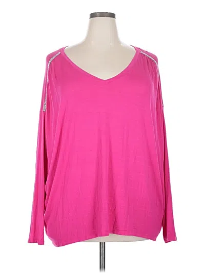 Pre-owned Jennifer Lopez Long Sleeve Top Pink Cold Shoulder Neckline Tops