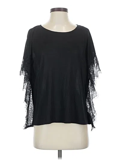Pre-owned Jennifer Lopez Short Sleeve Top Black Cold Shoulder Neckline Tops