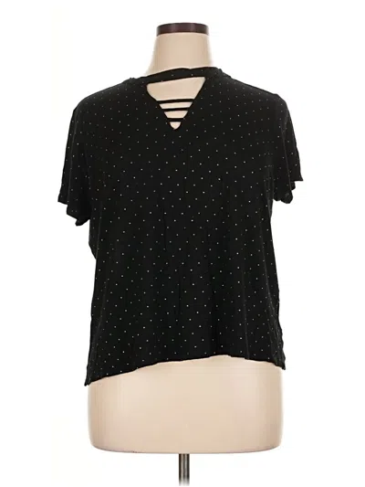 Pre-owned Jennifer Lopez Short Sleeve Top Black Keyhole Neckline Tops