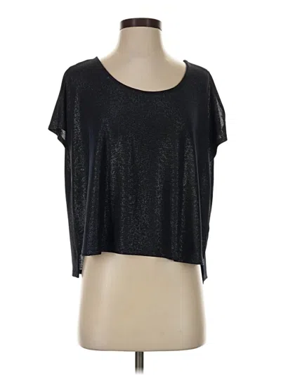 Pre-owned Jennifer Lopez Short Sleeve Top Black Metallic Pattern Scoop Neck Tops