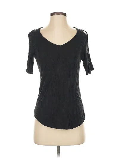 Pre-owned Jennifer Lopez Short Sleeve Top Black Scoop Neck Tops