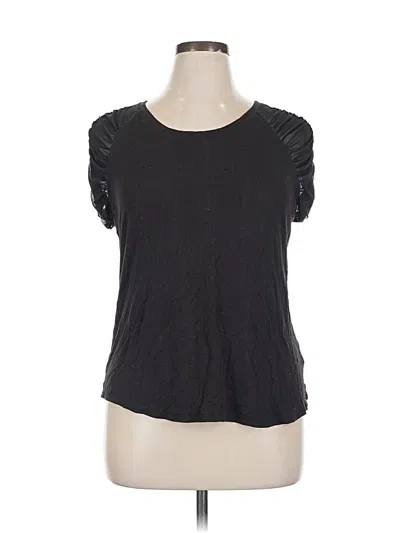 Pre-owned Jennifer Lopez Short Sleeve Top Black Scoop Neck Tops