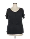 Jennifer Lopez Short Sleeve Top Black Scoop Neck Tops In Black