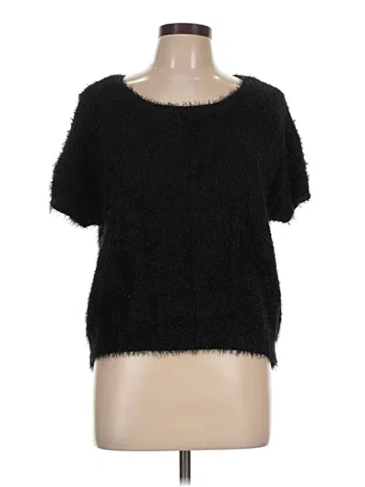Pre-owned Jennifer Lopez Short Sleeve Top Black Scoop Neck Tops