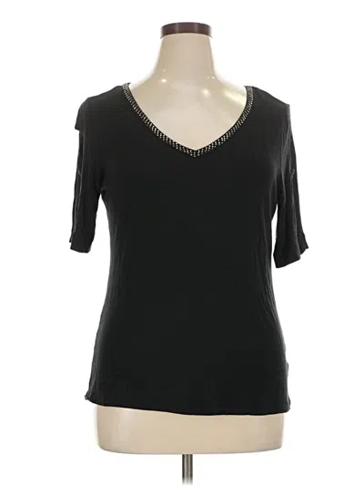 Pre-owned Jennifer Lopez Short Sleeve Top Black Sweetheart Neckline Tops