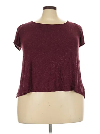 Pre-owned Jennifer Lopez Short Sleeve Top Burgundy Scoop Neck Tops