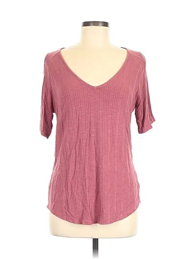 Pre-owned Jennifer Lopez Short Sleeve Top Burgundy V-neck Tops