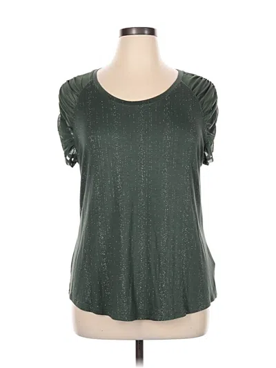 Pre-owned Jennifer Lopez Short Sleeve Top Green Scoop Neck Tops