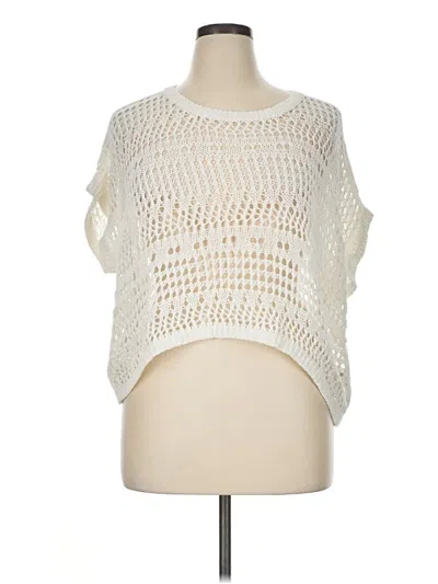 Pre-owned Jennifer Lopez Short Sleeve Top Ivory Boatneck Tops