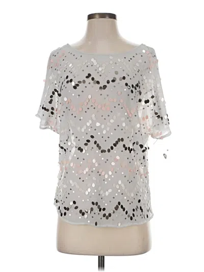 Pre-owned Jennifer Lopez Short Sleeve Top Silver Cold Shoulder Neckline Tops