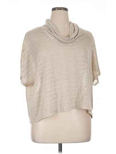 Pre-owned Jennifer Lopez Short Sleeve Top Tan Cowl Neck Tops