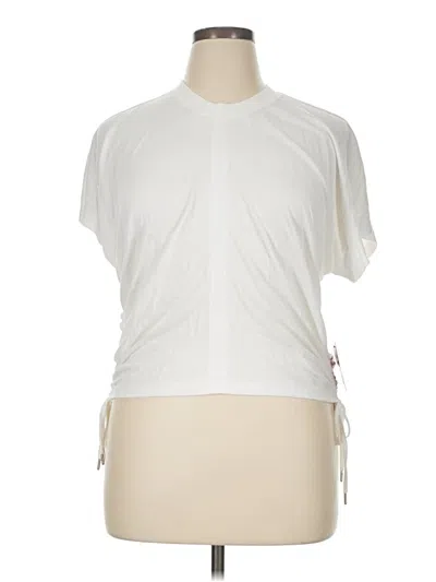 Pre-owned Jennifer Lopez Short Sleeve Top White Mock Neckline Tops