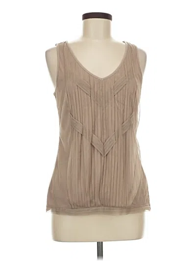 Pre-owned Jennifer Lopez Tank Top Tan Plunge Neckline Tops