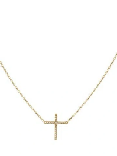 Pre-owned Jennifer Meyer 14k Diamond Cross Pendant Necklace, 16.5" In Multicolor