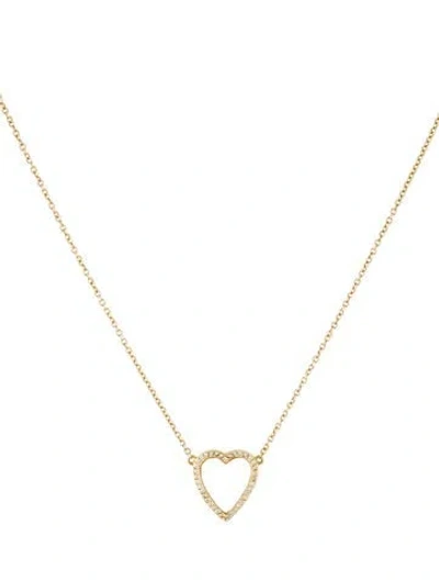Pre-owned Jennifer Meyer 14k Mother Of Pearl & Diamond Heart Pendant Necklace, 16" In Multi