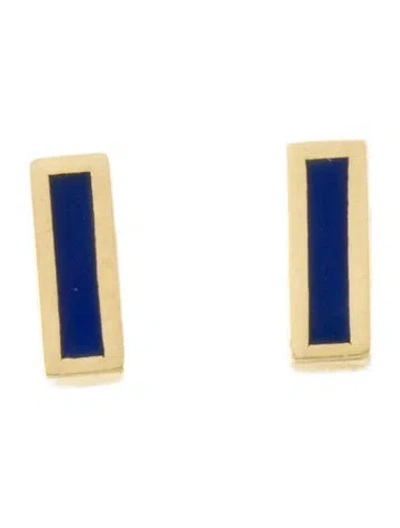 Pre-owned Jennifer Meyer 14k Resin Inlay Bar Stud Earrings In Multi