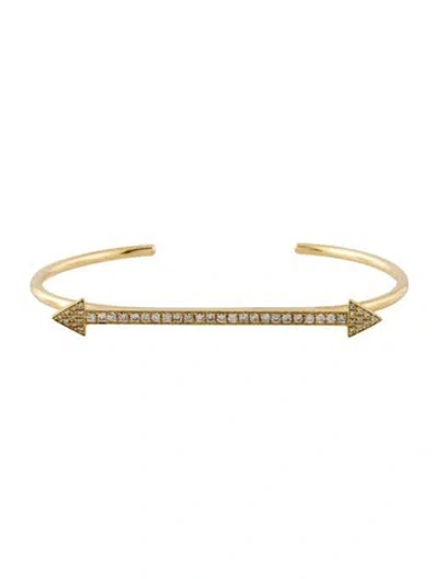 Pre-owned Jennifer Meyer 18k Diamond Arrow Cuff Bracelet, 5.25" In Multicolor