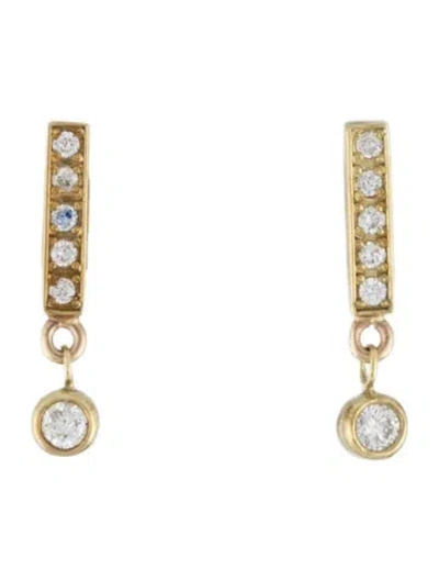 Pre-owned Jennifer Meyer 18k Diamond Bar Drop Earrings In Multicolor