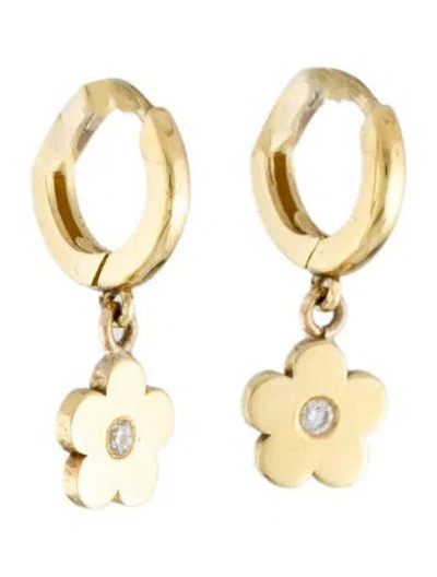 Pre-owned Jennifer Meyer 18k Diamond Daisy Huggie Earrings In Multicolor