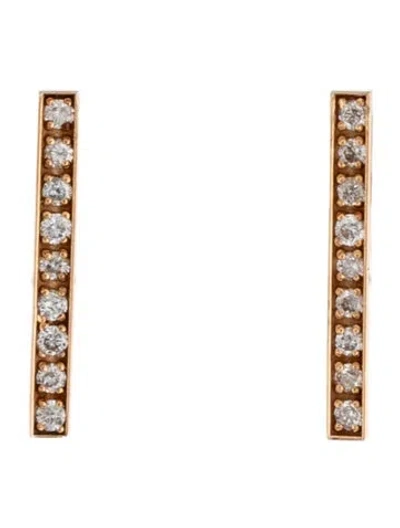 Pre-owned Jennifer Meyer 18k Diamond Long Bar Stud Earrings In Multicolor