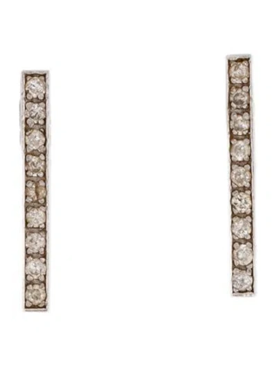 Pre-owned Jennifer Meyer 18k Diamond Long Bar Stud Earrings In Multicolor