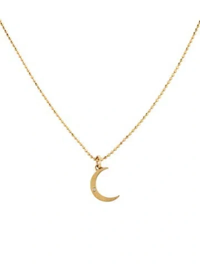 Pre-owned Jennifer Meyer 18k Diamond Mini Carson Moon Pendant Necklace, 20" In Multicolor