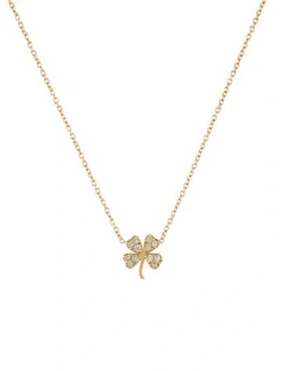 Pre-owned Jennifer Meyer 18k Diamond Mini Clover Necklace, 16.5" In Multi