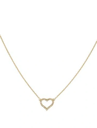 Pre-owned Jennifer Meyer 18k Diamond Open Heart Pendant Necklace, 16.25" In Multi