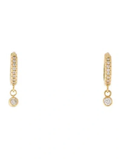 Pre-owned Jennifer Meyer 18k Diamond Pavé With Bezel Drop Huggie Hoop Earrings In Multi