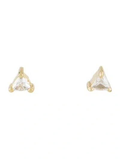Pre-owned Jennifer Meyer 18k Diamond Trillion Cut Stud Earrings In Multi