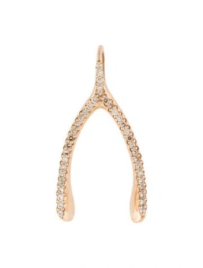Pre-owned Jennifer Meyer 18k Diamond Wishbone Pendant In Multi