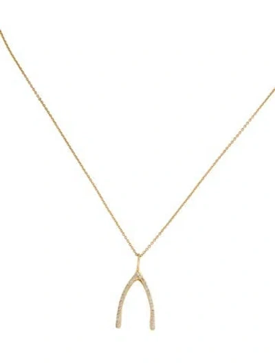 Pre-owned Jennifer Meyer 18k Diamond Wishbone Pendant W/ 14k Unbranded Chain Necklace, 18.25" In Multi