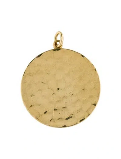 Pre-owned Jennifer Meyer 18k Hammered Disc Pendant, 1.25" In Multi
