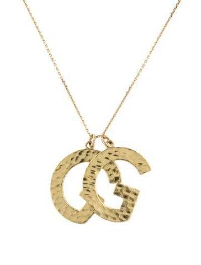 Pre-owned Jennifer Meyer 18k Hammered Double Initial 'g' Pendant W/ Unbranded 14k Chain Necklace, 16" In Multicolor