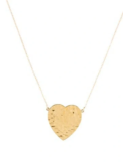 Pre-owned Jennifer Meyer 18k Hammered Heart Necklace With 14k Chain, 17" In Multi
