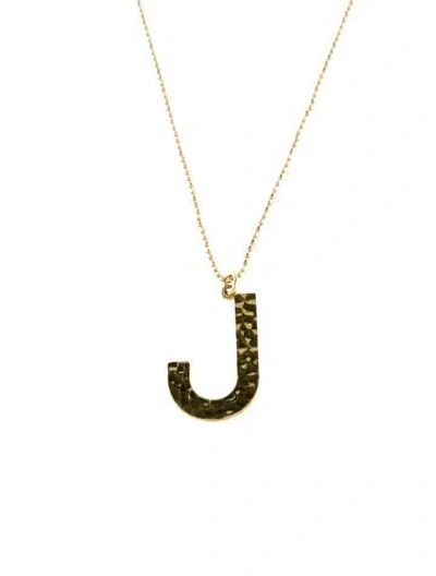 Pre-owned Jennifer Meyer 18k Initial 'j' Hammered Pendant W/ 14k Chain Necklace, 20" In Multi