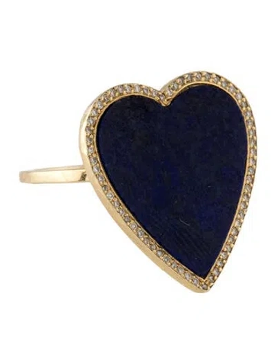 Pre-owned Jennifer Meyer 18k Lapis Lazuli & Diamond Heart Cocktail Ring In Multicolor