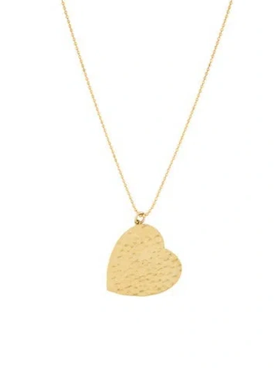 Pre-owned Jennifer Meyer 18k Large Hammered Heart Pendant Necklace, 20" In Multi