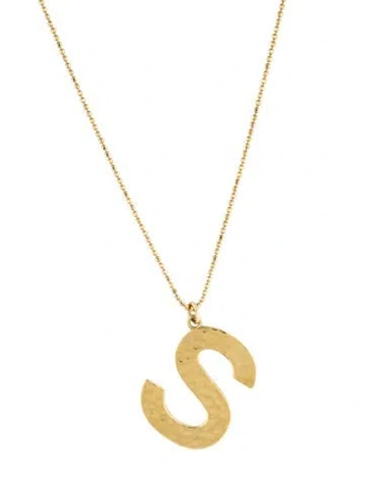 Pre-owned Jennifer Meyer 18k Letter 's' Hammered Pendant Necklace, 20.25" In Multicolor