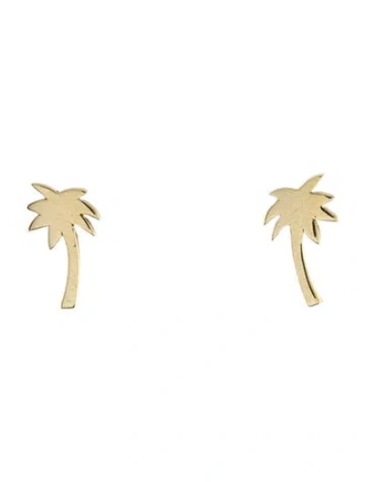 Pre-owned Jennifer Meyer 18k Mini Palm Tree Stud Earrings In Multicolor