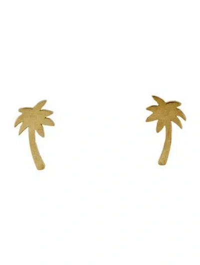Pre-owned Jennifer Meyer 18k Palm Tree Stud Earrings In Multicolor