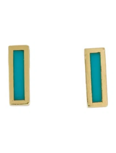 Pre-owned Jennifer Meyer 18k Resin Inlay Bar Stud Earrings In Multi