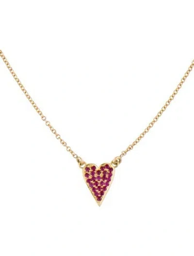 Pre-owned Jennifer Meyer 18k Ruby Heart Pendant Necklace, 16" In Multi