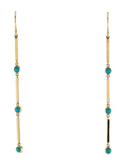 Pre-owned Jennifer Meyer 18k Turquoise Drop Earrings In Multi