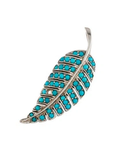 Pre-owned Jennifer Meyer 18k Turquoise Feather Pendant In Multicolor