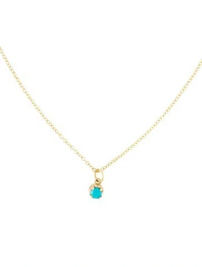 Pre-owned Jennifer Meyer 18k Turquoise Illusion Set Pendant Necklace, 16" In Multicolor